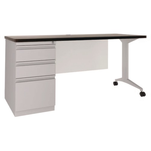 Office Desks & Workstations | Hirsh Industries 24227 Modern Teacher Series 60 in. x 24 in. x 28.5 in. Pedestal Desk - Artic Silver/Weathered Charcoal image number 0