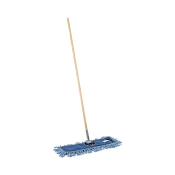 Boardwalk BWKHL245BSPC 24 in. x 5 in. Synthetic Head 60 in. Wood/Metal Handle Dry Mopping Kit - Blue Head/Natural Handle (1-Kit)
