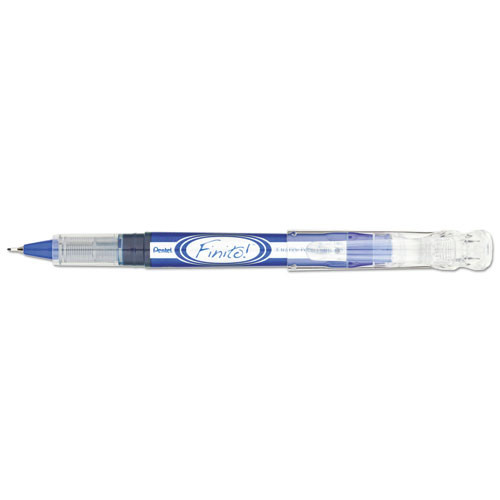 Erasers & Correction Supplies | Pentel SD98-C Finito! Extra-Fine 0.4 millimeter Stick Porous Point Pen - Blue Ink/Blue/Silver/Clear Barrel (1-Dozen) image number 0
