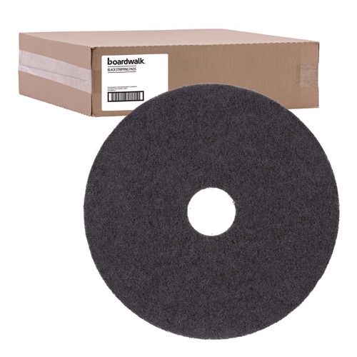 Just Launched | Boardwalk BWK4015BLA 15 in. Diameter Stripping Floor Pads - Black (5/Carton) image number 0
