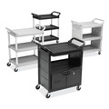 Just Launched | Rubbermaid Commercial FG345700BLA 33-5/8 in. x 18-5/8 in. x 37 in. 3 Two-Shelf Utility Cart with Locking Doors - Black image number 6