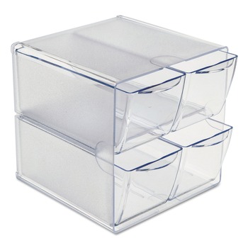 Deflecto 350301 6 in. x 7.2 in. x 6 in. 4 Compartments 4 Drawers Stackable Plastic Cube Organizer - Clear