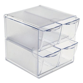DESK ACCESSORIES AND OFFICE ORGANIZERS | Deflecto 350301 6 in. x 7.2 in. x 6 in. 4 Compartments 4 Drawers Stackable Plastic Cube Organizer - Clear