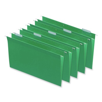 Universal UNV14217EE 1/5 Cut Tab Legal Size Deluxe Color Hanging File Folders - Bright Green (25/Box)