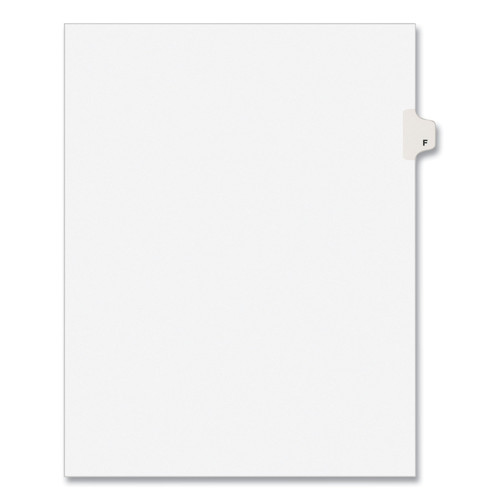 Back to School Sale | Avery 01406 11 in. x 8.5 in. 26-Tab F Avery Style Preprinted Legal Exhibit Side Tab Index Dividers - White (25/Pack) image number 0