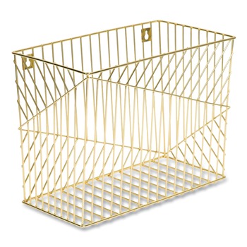 DESK ACCESSORIES AND OFFICE ORGANIZERS | U Brands 3231U02-06 Vena 6.85 in. Long Hanging File Basket - Gold/Letter Size