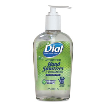 Dial Professional DIA 01585 7.5 oz. Antibacterial Gel Hand Sanitizer Pump Bottle - Fragrance-Free (12/Carton)