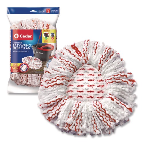 Mops | O-Cedar 170500CT EZWring Patented Microfiber Deep Clean Refill - Red/White (4/Carton) image number 0