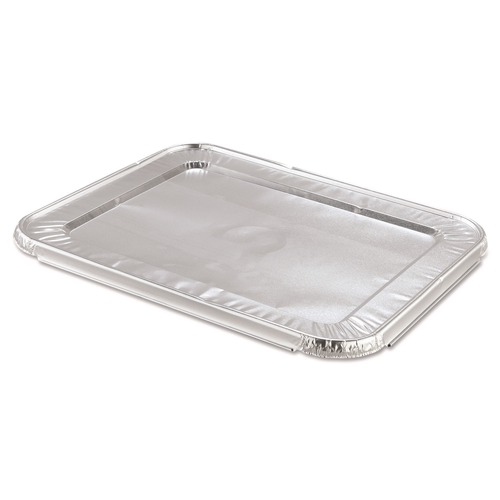  | Handi-Foil 2049-00-100 12.81 in. x 10.44 in. 25 Gauge Steam Pan Foil Lids Fits Half-Size Pan (100/Carton) image number 0