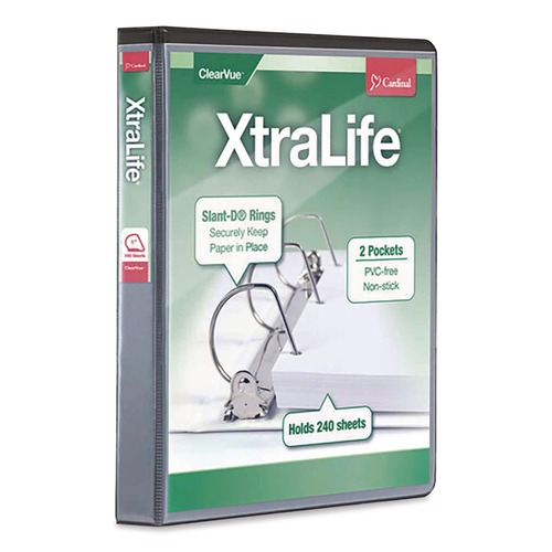Binders | Cardinal 26301 1 in. Capacity 11 x 8.5 XtraLife ClearVue Non-Stick Slant-D 3-Ring Binder - Black image number 0