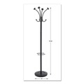 Wall Racks & Hooks | Alba PMVIENAN 16w x 16d x 70.6h Viena 8-Knob Steel Coat Stand - Black image number 2