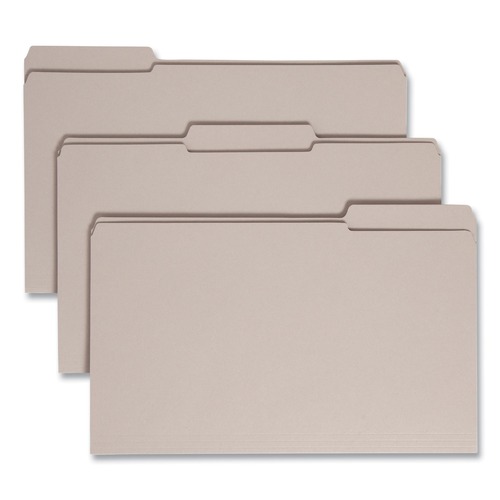 File Folders | Smead 17334 0.75 in. Expansion Assorted 1/3-Cut Tabs Legal Size Reinforced Top Tab Colored File Folders - Gray (100/Box) image number 0