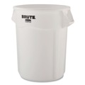 Trash Cans | Rubbermaid Commercial 1779740 BRUTE 44 Gallon Vented Round Resin Container - White (4/Carton) image number 1