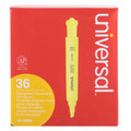 Highlighters | Universal UNV08866 Chisel Tip Desk Highlighter Value Pack - Fluorescent Yellow Ink, Yellow Barrel (36/Pack) image number 3