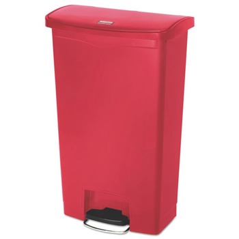 Rubbermaid Commercial 1883568 Streamline 18-Gallon Front Step Style Resin Step-On Container - Red