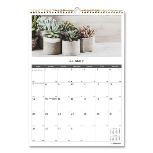 Bulletin Boards | Blueline C173121 12-Month (Jan to Dec): 2026 12 in. x 17 in. Minimalistic Artwork Wall Calendar - White/Multicolor Sheets image number 0