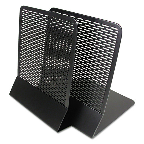 Office Filing Cabinets & Shelves | Artistic ART20008 Urban Collection 5.5 in. x 6.5 in. x 6.5 in. Perforated Steel Nonskid Punched Metal Bookends - Black (1-Pair) image number 0