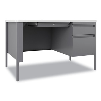 Hirsh Industries 22653 48 in. x 30 in. x 29.5 in. One Right-Hand Pedestal: Box/File Drawers Teachers Pedestal Desks - White/Platinum