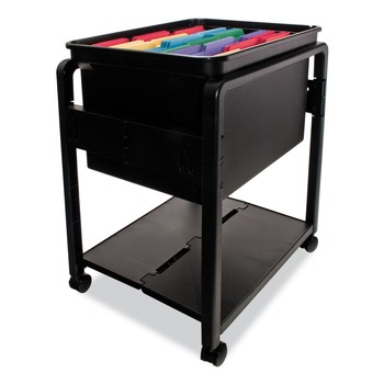 JUST LAUNCHED | Advantus 55758 1 Shelf 1 Bin 14.5 in. x 18.5 in. x 21.75 in. Plastic Folding Mobile File Cart - Black