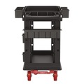 Cleaning Carts | Suncast Commercial PUCHD1937 19.5 in. x 41.78 in. x 34.81 in. 500 lbs. Capacity 2 Shelves 6 Bins Plastic Heavy Duty Plus Utility Cart - Black image number 3