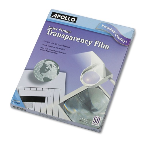 Copy & Printer Paper | Apollo VCG7060E-A 8.5 in. x 11 in. Laser Transparency Film - Black on Clear (50/Box) image number 0