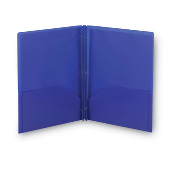 Smead 87726 11 in. x 8.5 in. 180-Sheet Capacity Poly 2-Pocket Folder with Fasteners - Blue (25/Box)