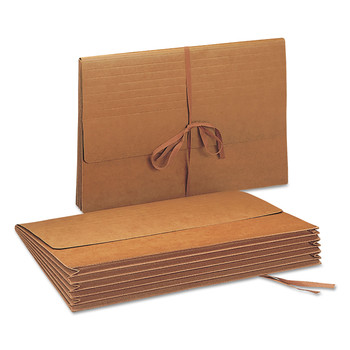Smead 71075 5.25 in. Expansion 1 Section Legal Size Cloth Tie Closure Redrope Expanding Wallets - Redrope