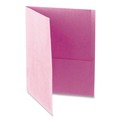 File Folders | Oxford 57568EE 11 x 8.5 0.5 in. Capacity Embossed Leather Grain Paper Twin-Pocket Folder - Pink (25/Box) image number 2