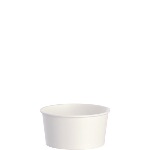 Food Trays, Containers, and Lids | SOLO VS606X-02050 3.83 in. x 1.99 in. 6 oz. Double Poly Paper Food Container - White (1000/Carton) image number 0