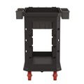 Cleaning Carts | Suncast Commercial PUCHD1937 19.5 in. x 41.78 in. x 34.81 in. 500 lbs. Capacity 2 Shelves 6 Bins Plastic Heavy Duty Plus Utility Cart - Black image number 4