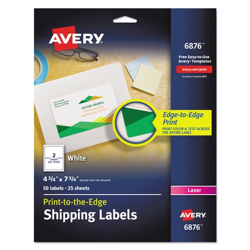 Labels | Avery 06876 4.75 in. x 7.75 in. Vibrant Laser Color-Print Labels with Sure Feed - White (50/Pack) image number 0