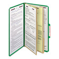 File Folders | Smead 19033 Six SafeSHIELD Fasteners 2 Dividers Legal Size Six-Section Pressboard Top Tab Classification Folders - Green (10/Box) image number 4