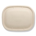 Food Trays, Containers, and Lids | World Centric CTLSCU3LF 8.9 in. x 6.9 in. x 0.4 in. Paper Fiber Lids for Fiber Containers - Natural (400/Carton) image number 0