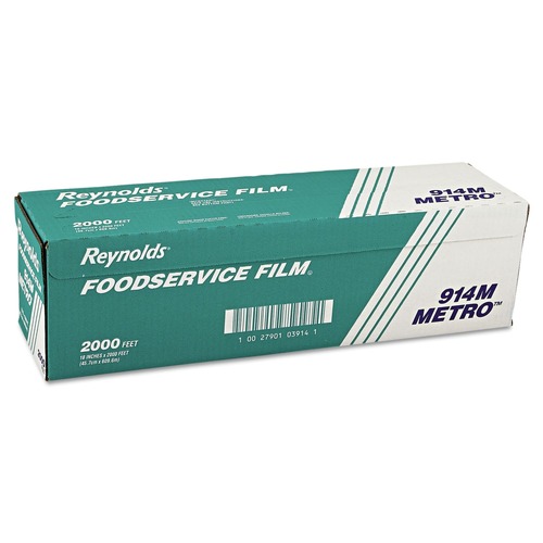 Food Service | Reynolds Wrap 914M Metro 18 in. x 2,000 ft. Light-Duty PVC Film Roll with Cutter Box (1-Roll) image number 0