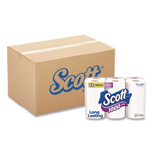 Toilet Paper | Scott 10060 1-Ply 4.1 in. x 3.7 in. Septic Safe Toilet Paper - White (48/Carton) image number 0