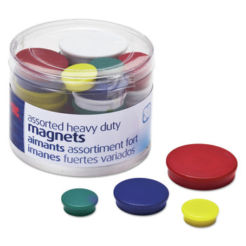  | Officemate 92501 Assorted Heavy-Duty Circle Magnets - Assorted Sizes and Colors (30/Pack)