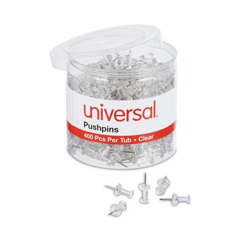 Universal UNV31306 3/8 in. Plastic Push Pins - Clear (400/Pack)