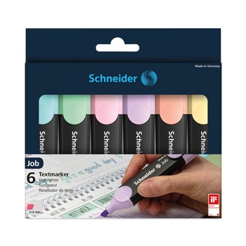 Schneider 115097 1 millimeter/5 millimeter Chisel Tip Job Pastel Highlighters - Assorted Ink/Barrel Colors (6/Pack)