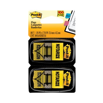 Post-it Flags 680-NZ2 1 in. Notarize Arrow Message Page Flags - Yellow (100/Pack)