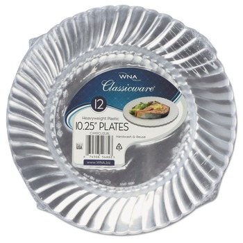 BOWLS AND PLATES | WNA RSCW101212 10.25 in. Diameter Classicware Plastic Dinnerware Plates - Clear (12/Pack)