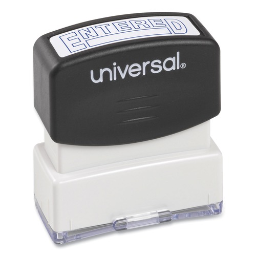 Stamps & Stamp Supplies | Universal UNV10052 Pre-Inked 1 Color ENTERED Message Stamp - Blue image number 0