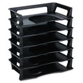 Desktop Organizers | Rubbermaid 86028 Regeneration 6 Sections Letter Size Files 9.13 in. x 15.25 in. x 2.75 in. Recycled Plastic Letter Tray - Black (6/Pack) image number 0
