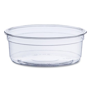 SOLO DM8R-0090 Bare Eco-Forward 4.6 in. Diameter x 1.8 in. h 8 oz ProPlanet Seal Plastic RPET Deli Containers - Clear (500/Carton)