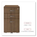 Office Carts & Stands | Alera VA572816WA 15.88 in. x 20.5 in. x 28.38 in. Valencia Series 3-Drawer Mobile File Pedestal - Walnut image number 7