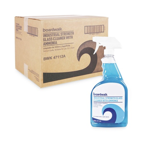Glass Cleaners | Boardwalk 585600-12ESSN 32 oz. Trigger Spray Bottle Industrial Strength Glass Cleaner with Ammonia - Unscented (12/Carton) image number 0