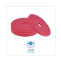 Cleaning & Janitorial Accessories | Boardwalk BWK4018RED 18 in. Diameter Buffing Floor Pads - Red (5/Carton) image number 3
