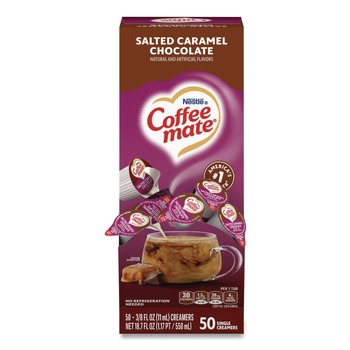 FOOD CONDIMENTS | Coffee-Mate 12314294 0.38 oz Mini Cups Liquid Coffee Creamer - Salted Caramel Chocolate (50/Box)