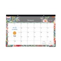 Bulletin Boards | Blue Sky 140089 17 in. x 11 in. 12-Month (Jan to Dec): 2026 Sophie Desk Pad - Floral Artwork, Multicolor Sheets, Black Binding, Clear Corners image number 1