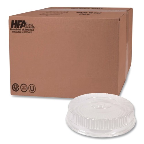  | Handi-Foil 2012DL 16 in. Diameter Round Embossed Plastic Dome Lid Fits 212/213 - Clear (25/Carton) image number 0