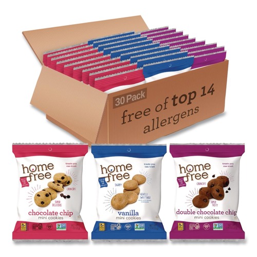 Snacks | Homefree LGFMMIXED30 1.1 oz/0.95 oz/1.1 oz Gluten Free Mini Cookies Variety Pack (180/Carton) image number 0